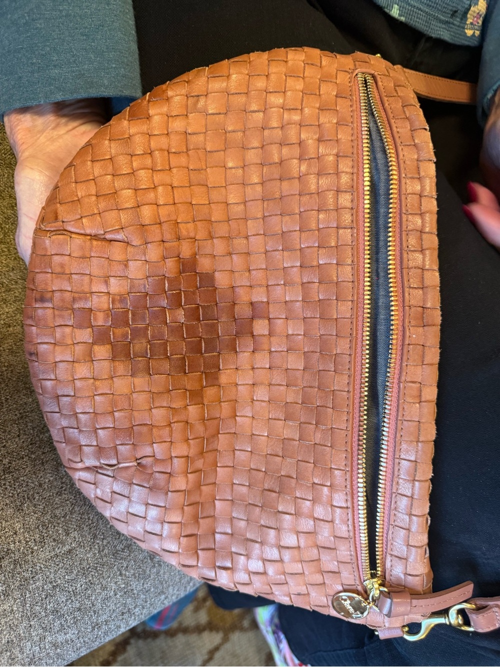 Clare V. Grande Fanny Rose Clay Woven Checker - Picture 5 of 5